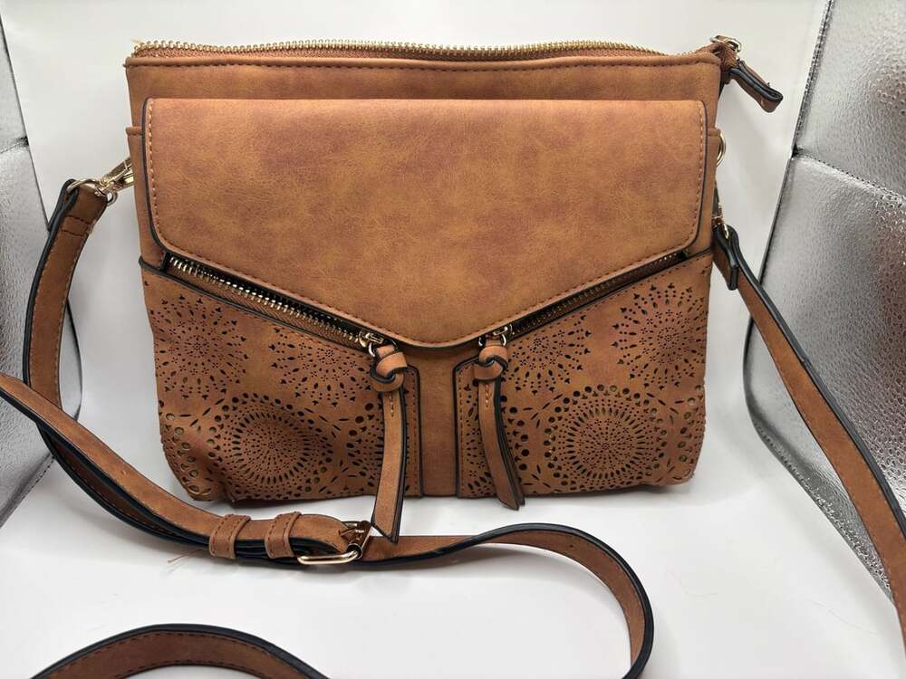 Vintage Suede Crossbody bag with lacework details